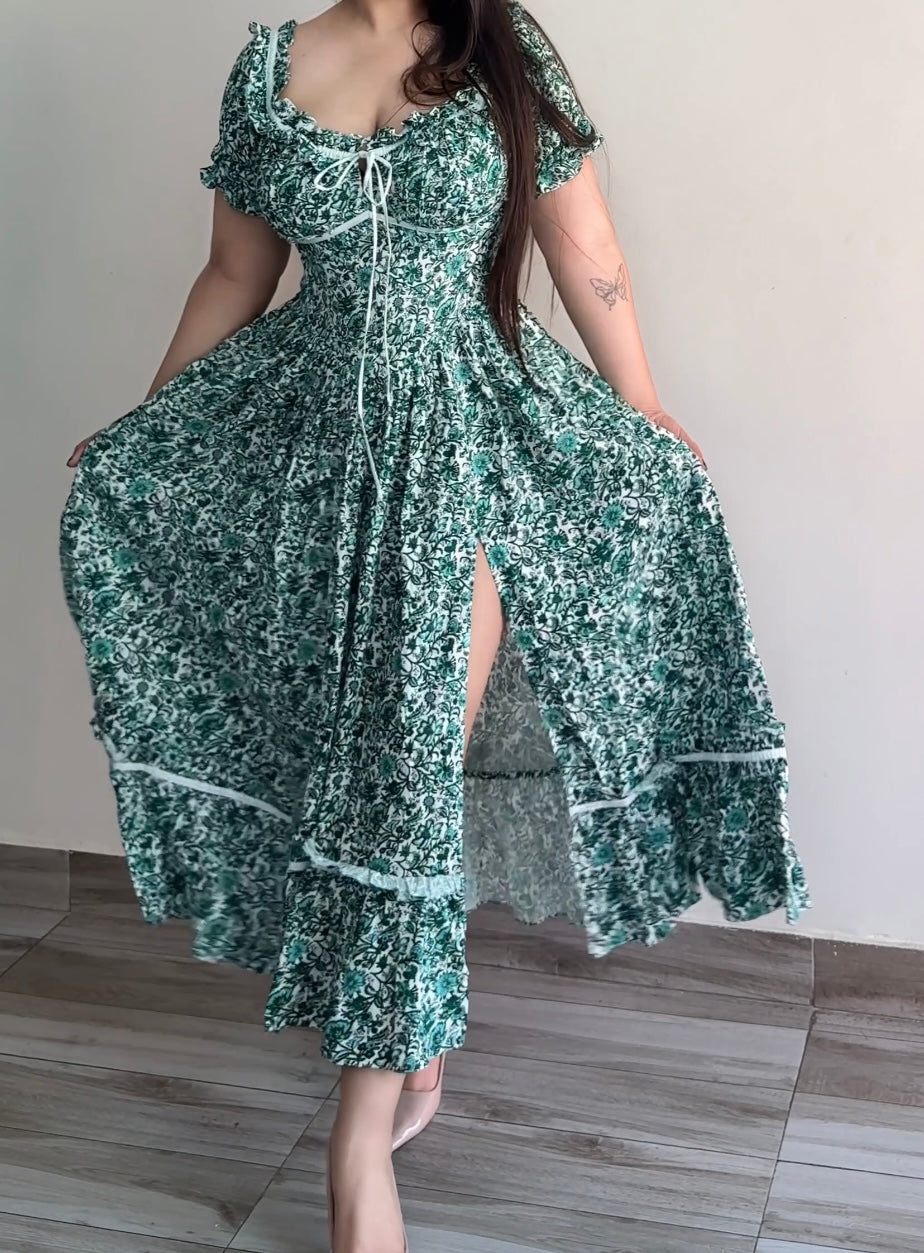 Belle Green Floral Print Sundress