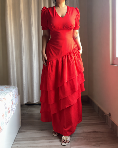 Senorita Red Ruffle Maxi Dress