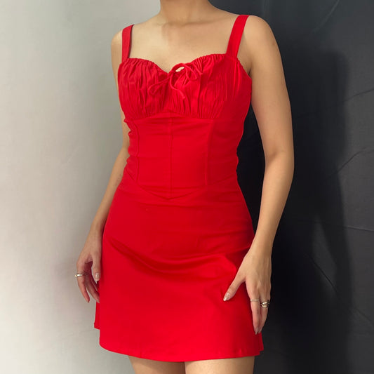 Matilda Red Rose Corset Mini Dress