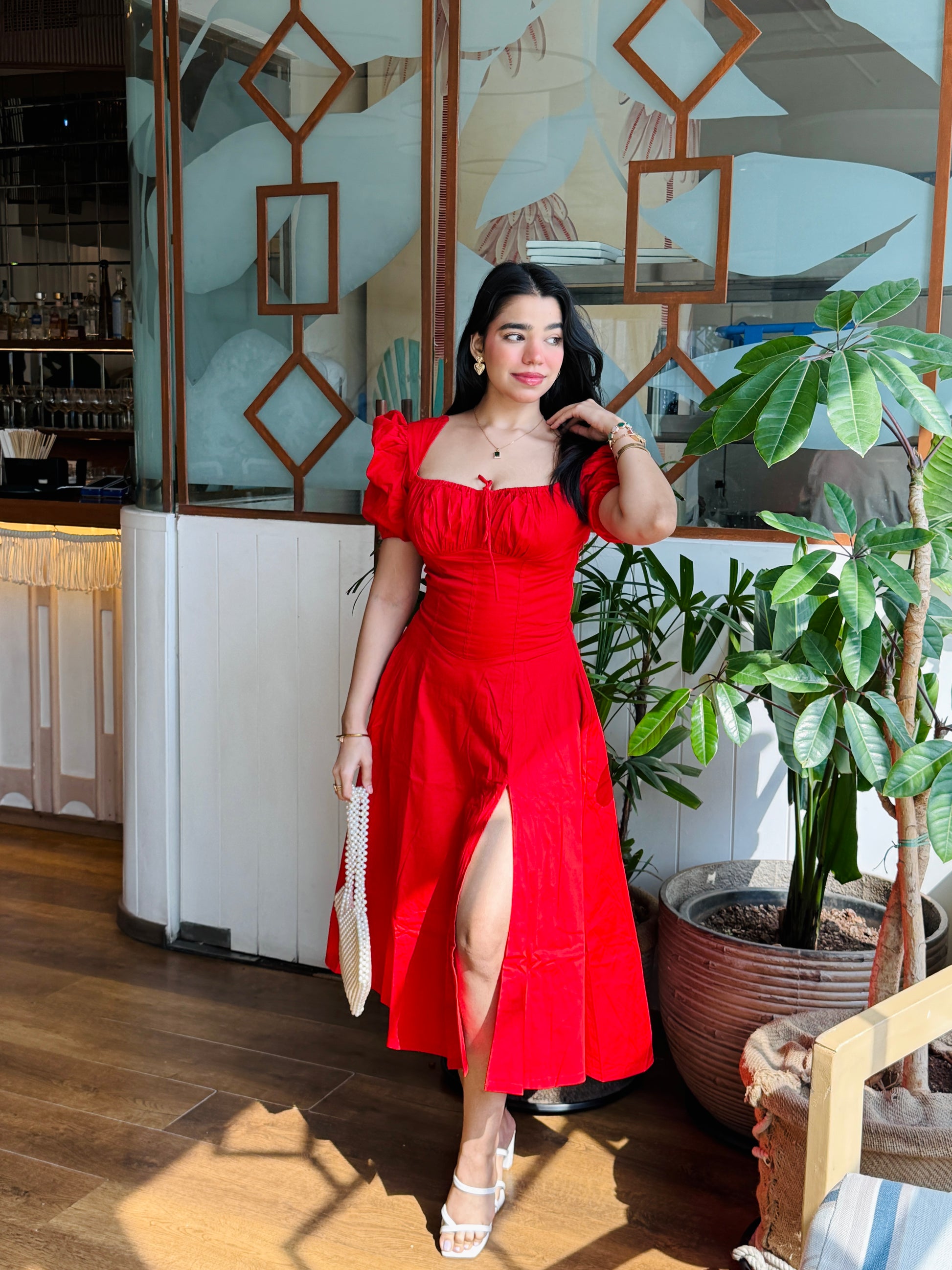 Josefina Red Rose Bustier Sundress XXS Slit