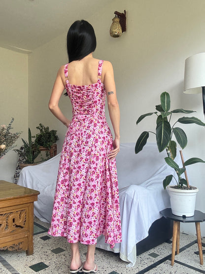Sabrina Pink Floral Print Bustier Sundress