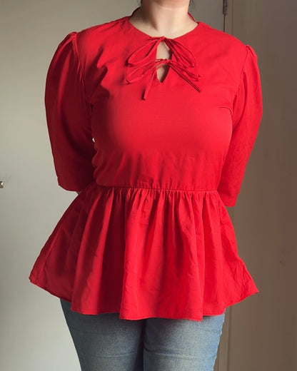 Red Romance Peplum Top
