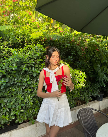Catalina Red Rose Bustier Top