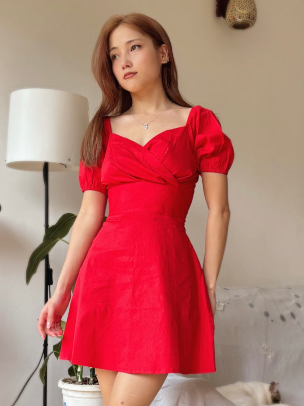 Valentia Red Rose Mini Dress