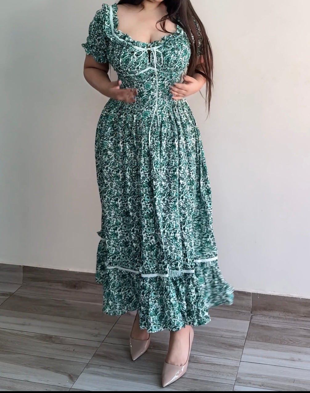 Belle Green Floral Print Sundress