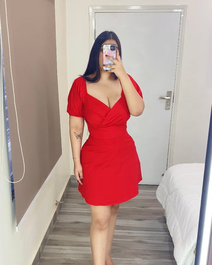 Valentia Red Rose Mini Dress
