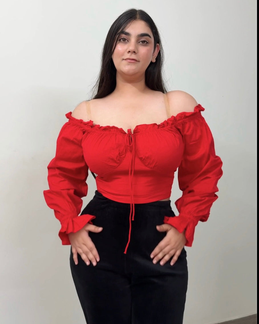 Dakota Red Rose Off The Shoulder Top