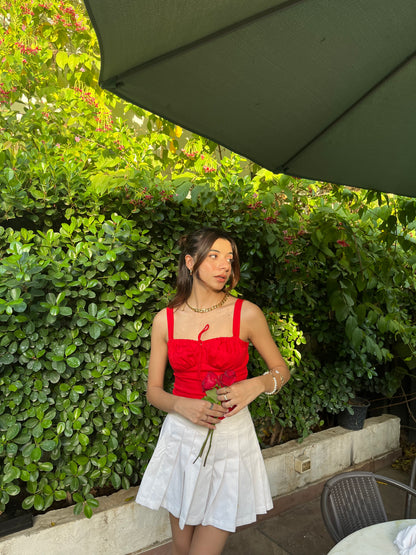 Catalina Red Rose Bustier Top