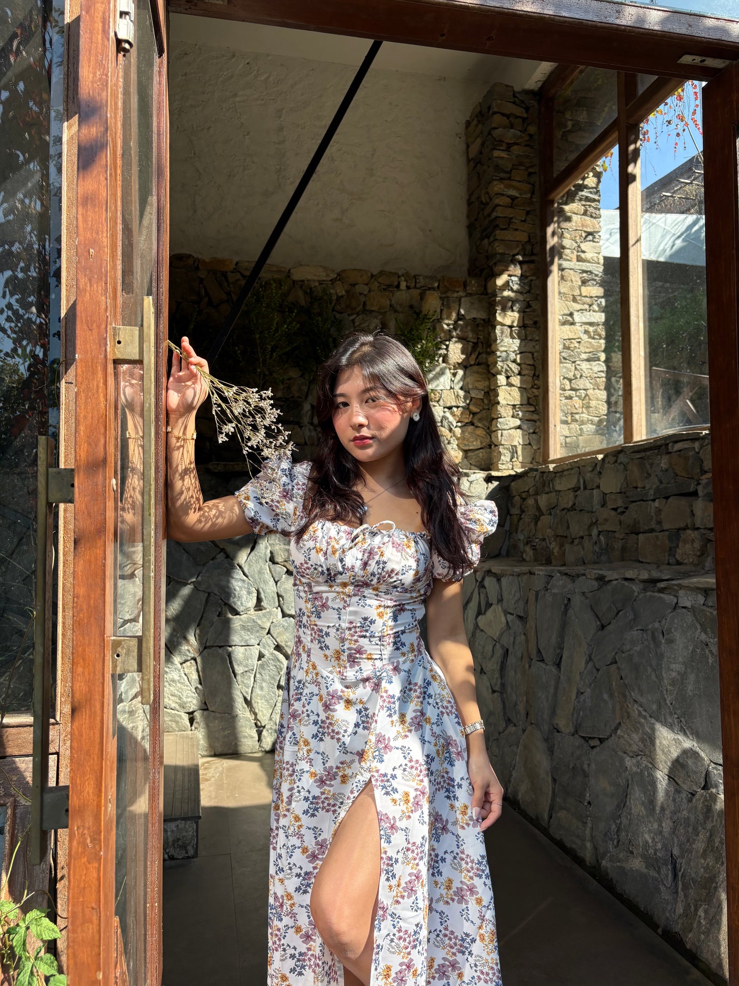 Tallulah Daisy Floral Print Puff Sleeves Midi Sundress