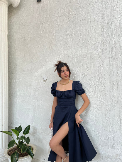Josefina French Navy Bustier Sundress