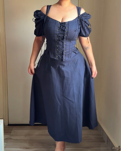 Talia French Navy Corset Dress