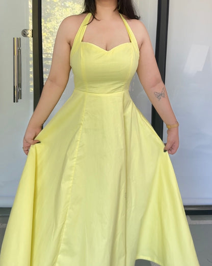Golden Hour Halter Dress