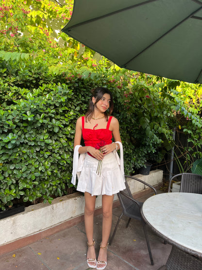 Catalina Red Rose Bustier Top
