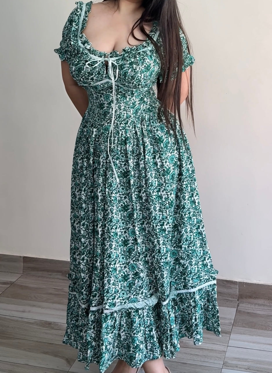 Belle Green Floral Print Sundress