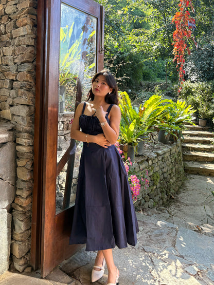 Sabrina French Navy Bustier Sundress
