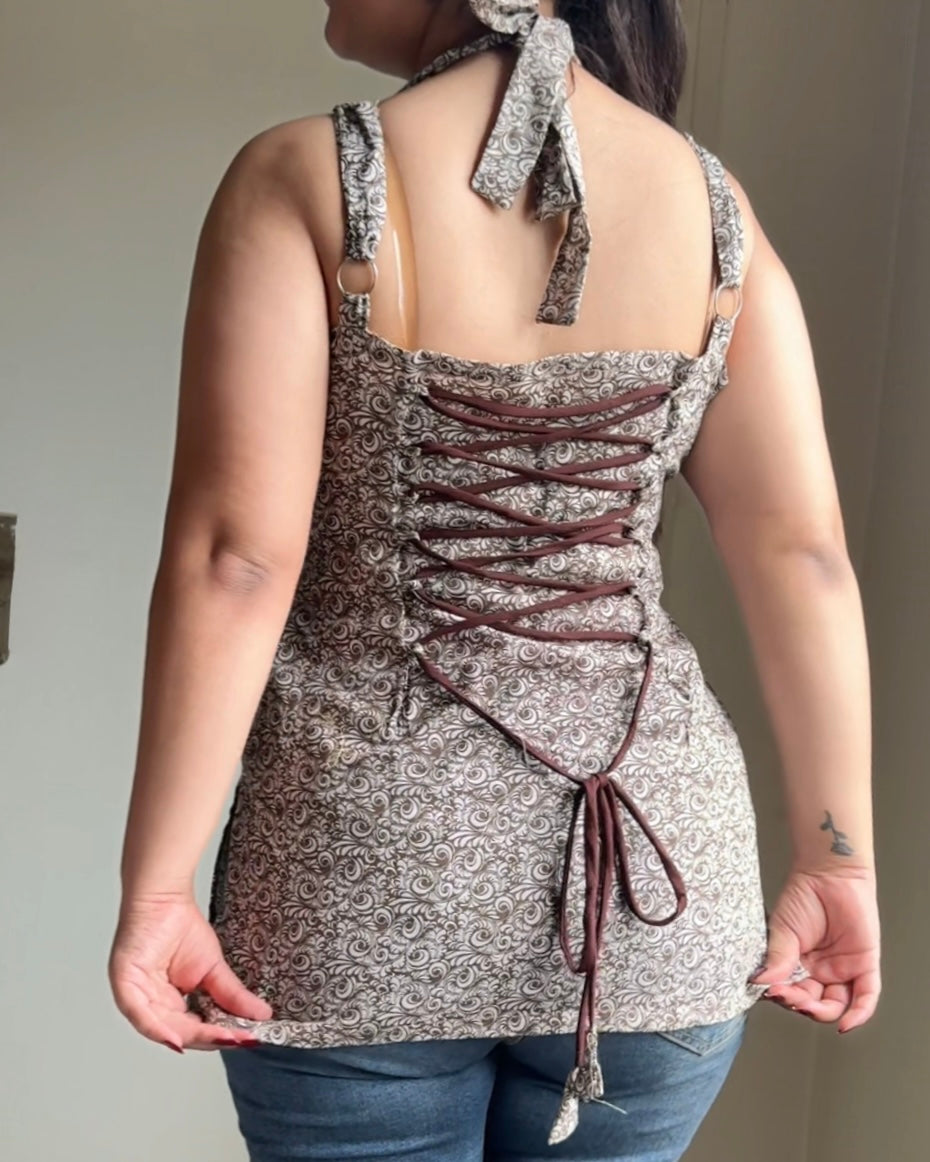 Aahana Halter Neck Corset Kurti