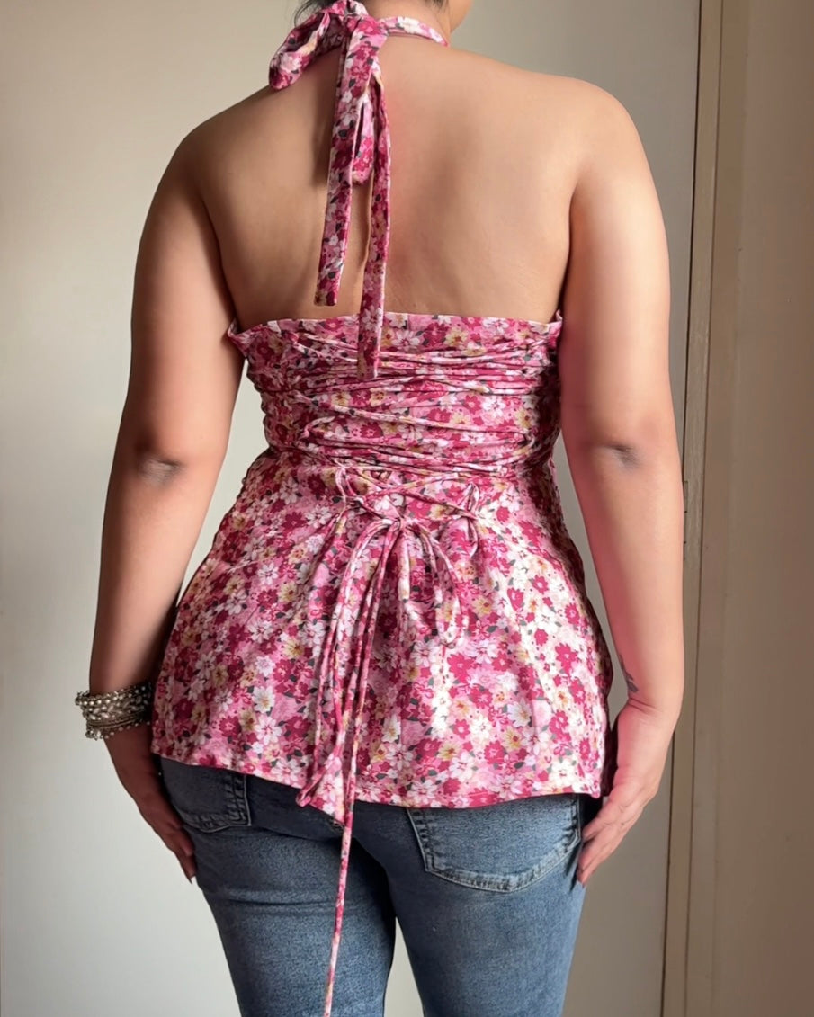 Siya Gulabi Noor Halter Kurti