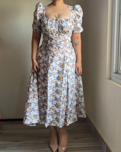 Tallulah Daisy Floral Print Puff Sleeves Midi Sundress