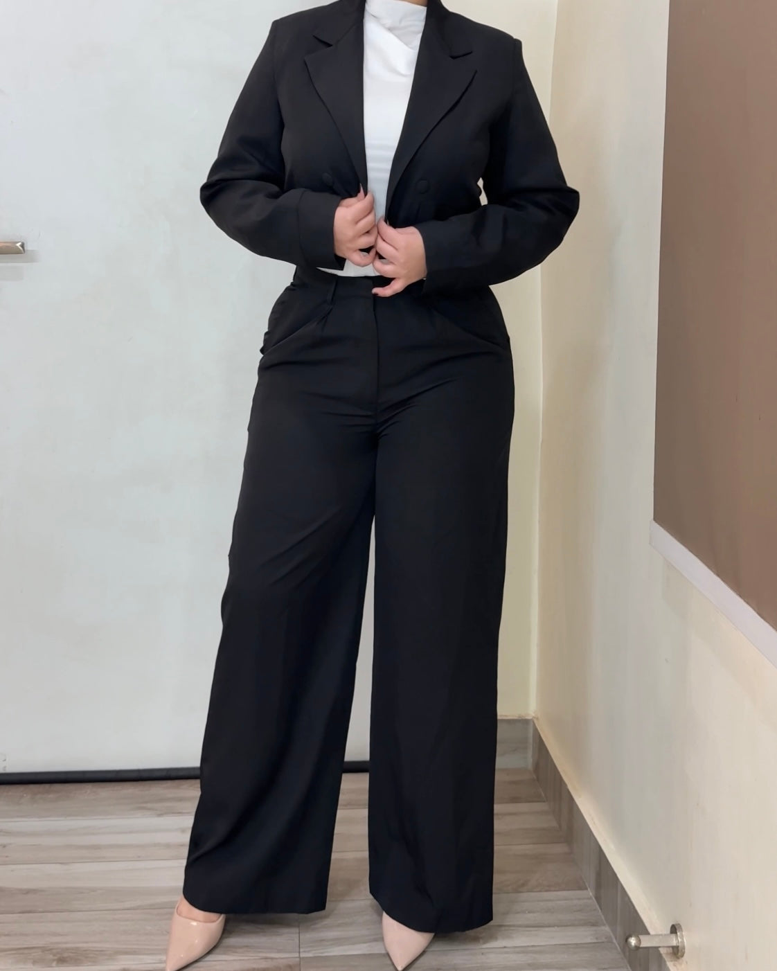 Yalina Black Work Trouser