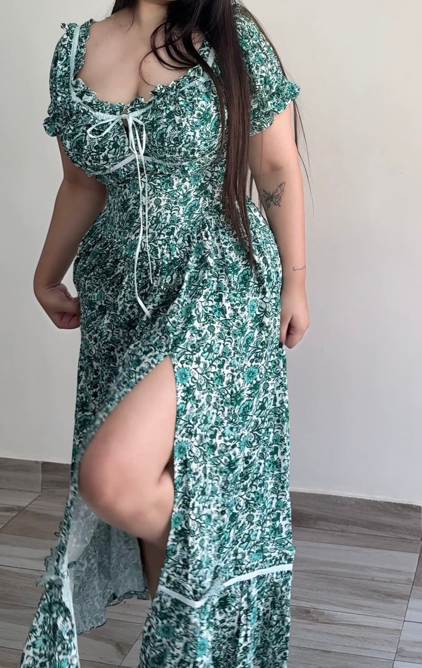 Belle Green Floral Print Sundress