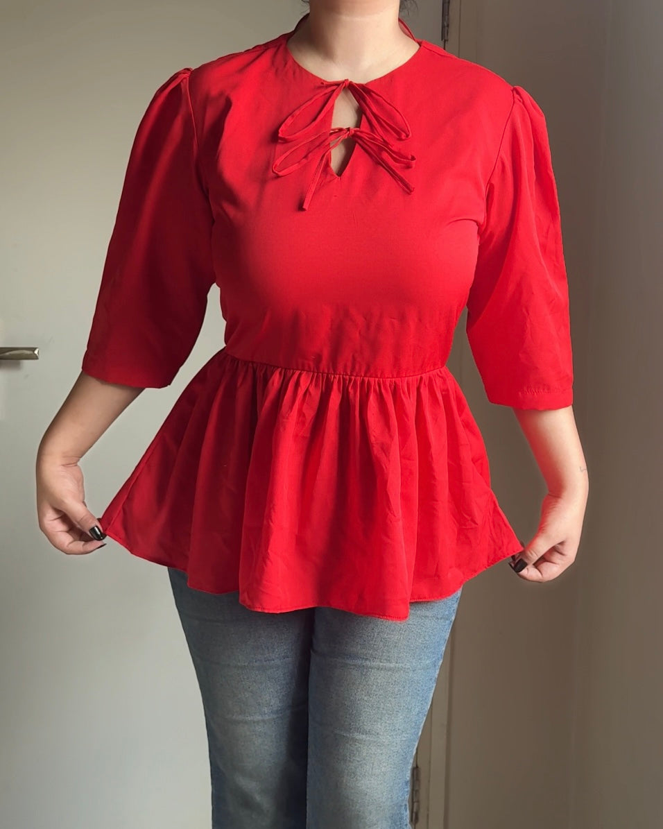 Red Romance Peplum Top