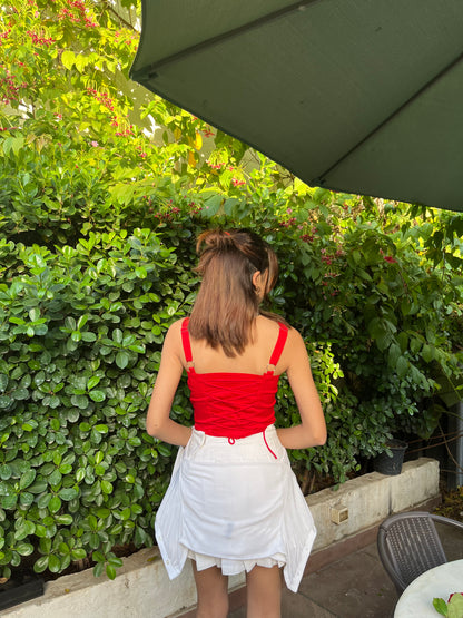 Catalina Red Rose Bustier Top