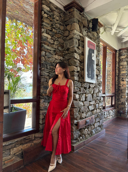 Sabrina Red Rose Bustier Sundress