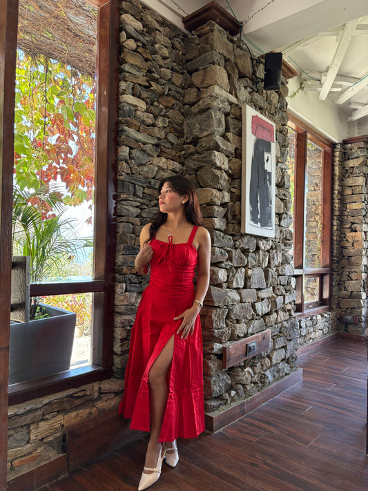 Sabrina Red Rose Bustier Sundress