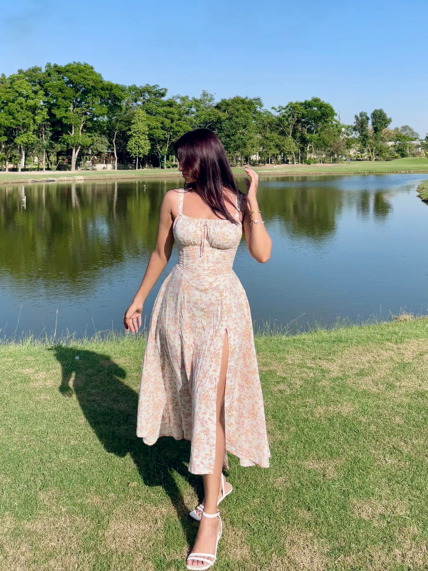 Sabrina Ivory Floral Print Bustier Sundress