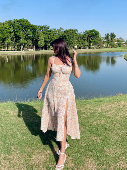 Sabrina Ivory Floral Print Bustier Sundress