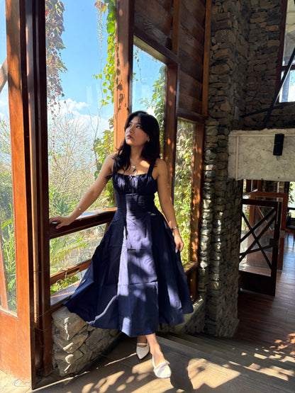 Sabrina French Navy Bustier Sundress