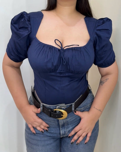 Hallie Navy Corset Bustier Top