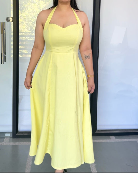 Golden Hour Halter Dress