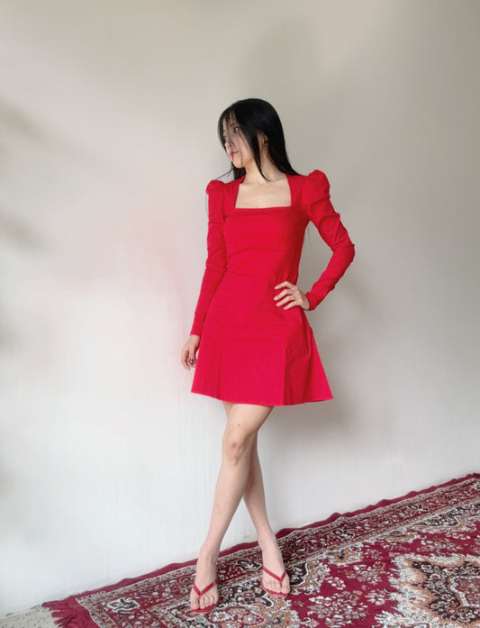 Adele Red Rose Mini Dress