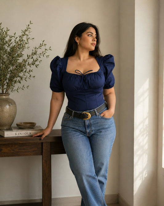 Hallie Navy Corset Bustier Top