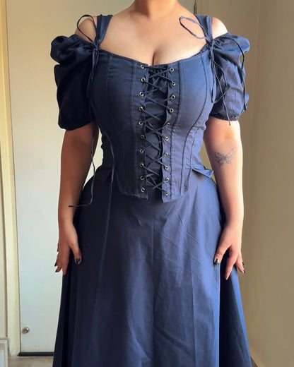 Talia French Navy Corset Dress