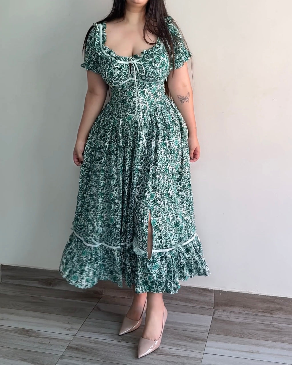 Belle Green Floral Print Sundress