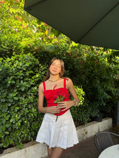Catalina Red Rose Bustier Top