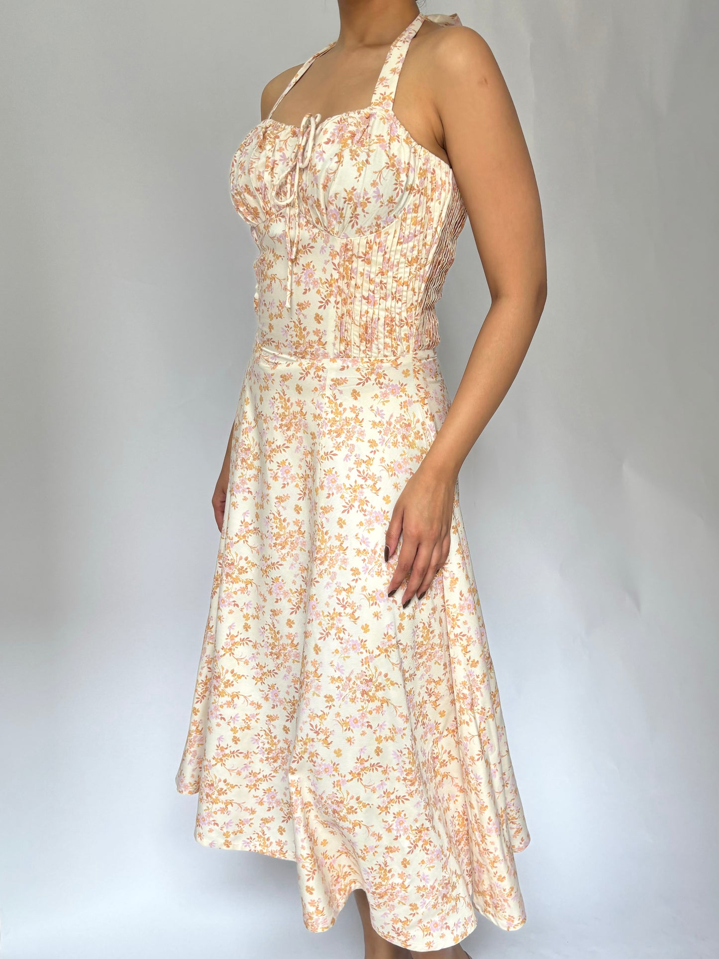 Elara Ivory Print Halter Sundress