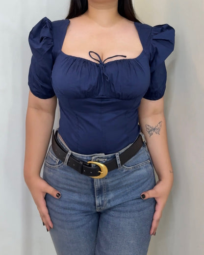 Hallie Navy Corset Bustier Top