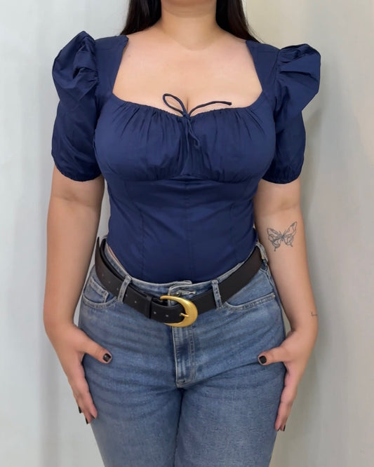 Hallie Navy Corset Bustier Top