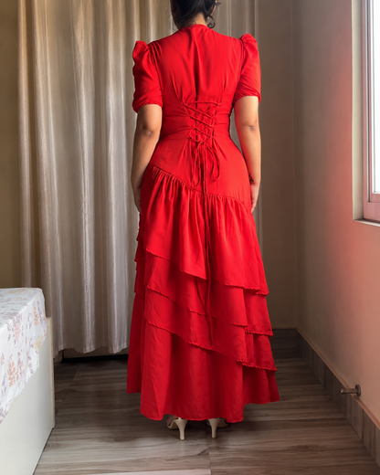 Senorita Red Ruffle Maxi Dress