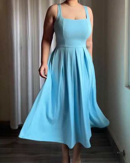 Annie Powder Blue Strappy Midi Dress