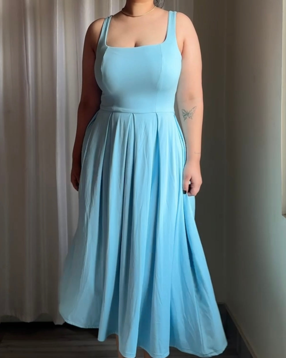 Annie Powder Blue Strappy Midi Dress