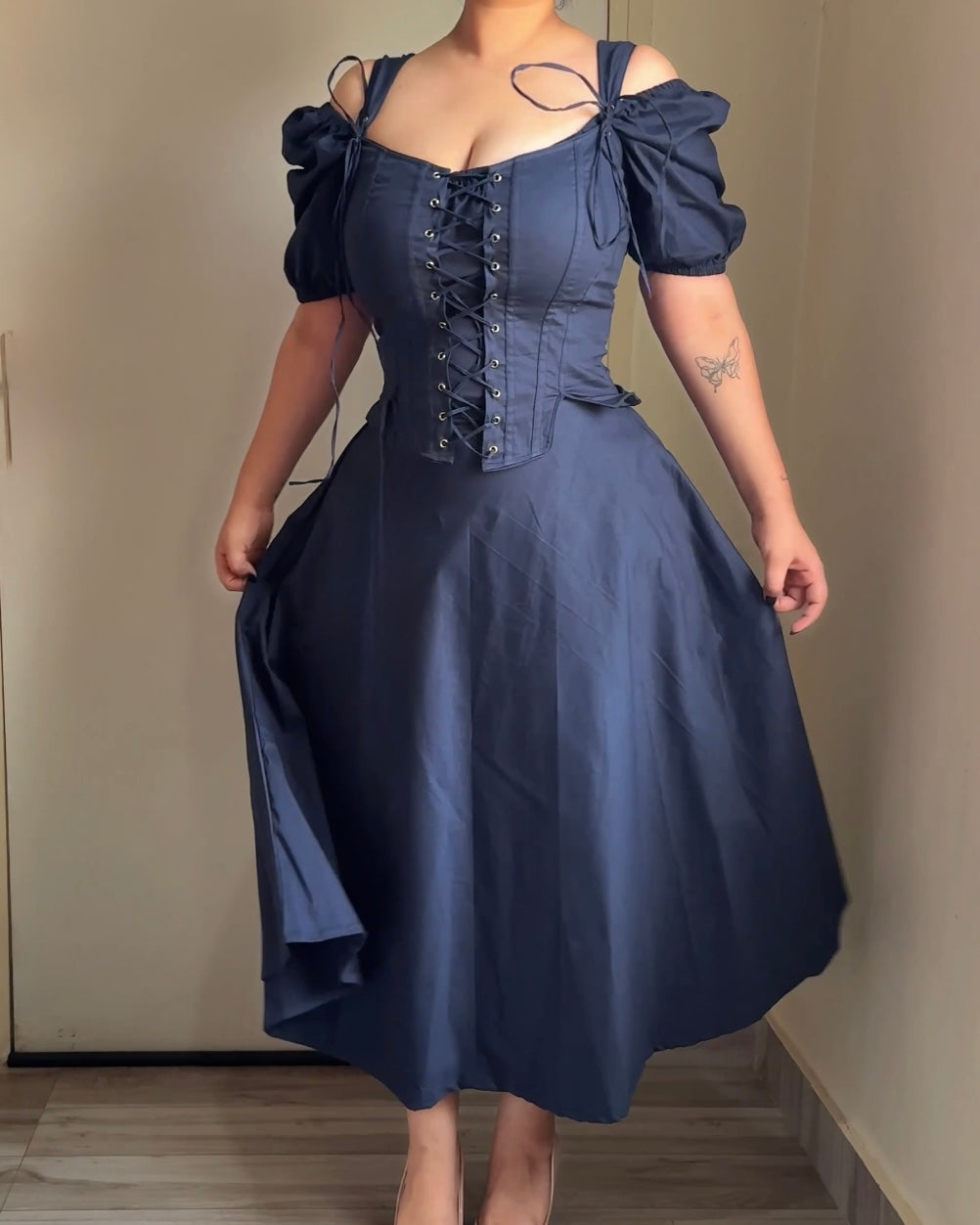 Talia French Navy Corset Dress