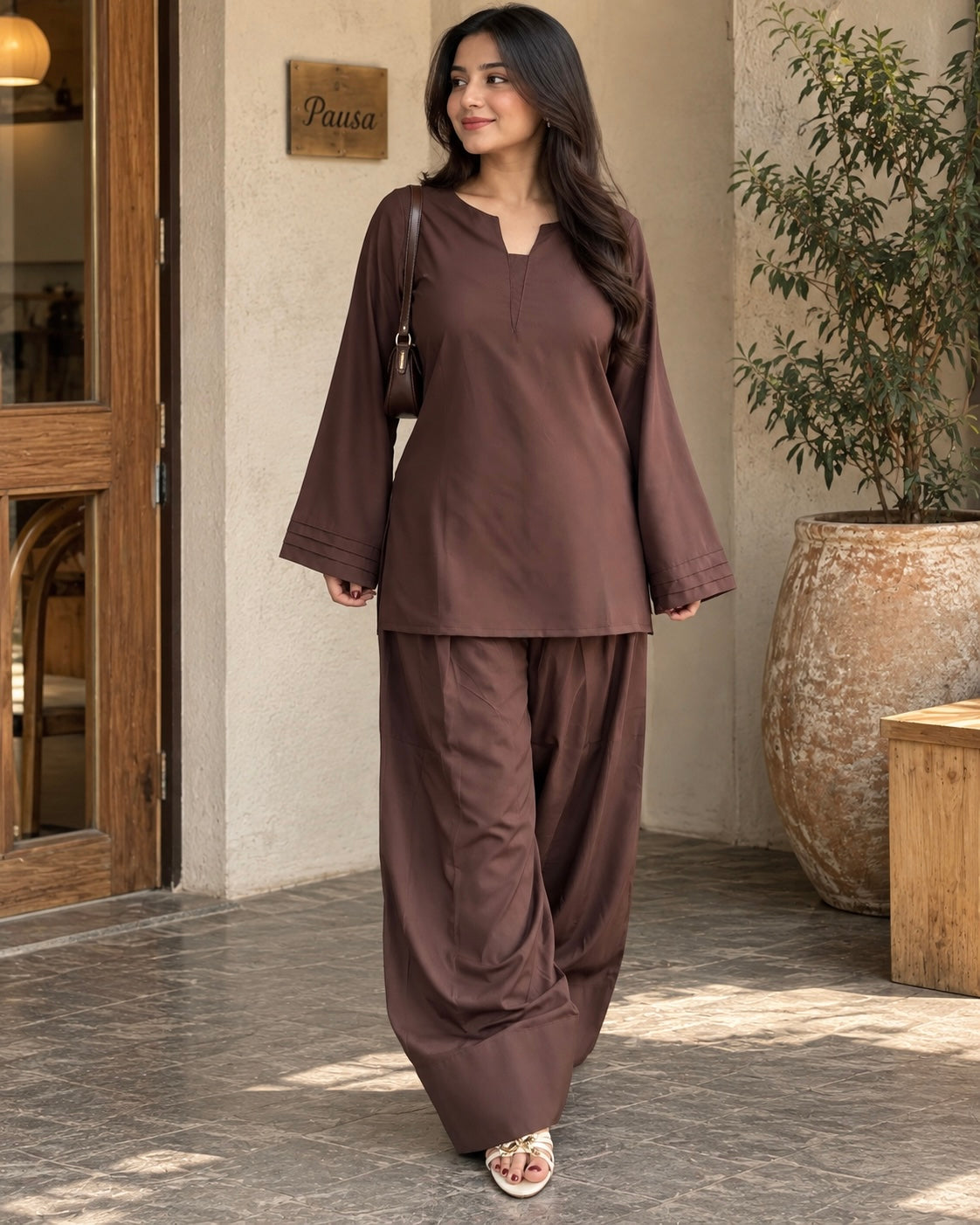 Coffee Brown Farshi Set