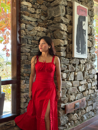 Sabrina Red Rose Bustier Sundress