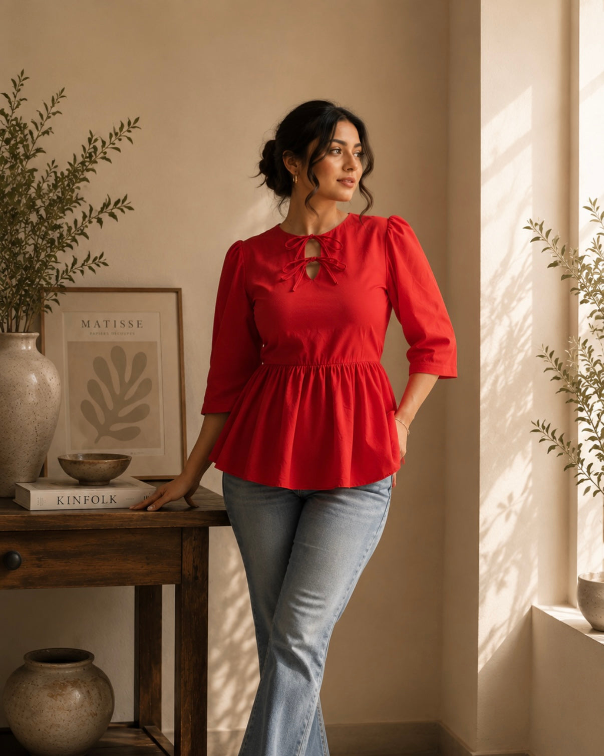 Red Romance Peplum Top