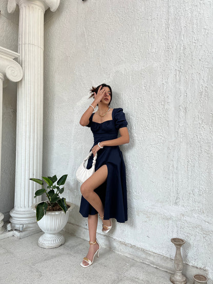 Josefina French Navy Bustier Sundress