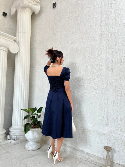 Josefina French Navy Bustier Sundress